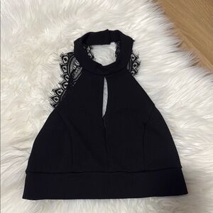Lulu's Black Lace Halter Top